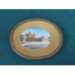 VICTORIAN MINIATURE OVAL PAINTING ON IVORY PANEL DEPICTING REDFORT,
