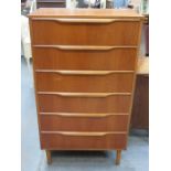 G PLAN STYLE CHEST OF SIX DRAWERS