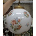 1930s/40s FLORAL GLASS GLOBULAR CEILING LIGHT AND ALSO PAIR OF WALL SCONCES AND VARIOUS SHADES