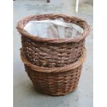 TWO WICKER HANGING BASKETS