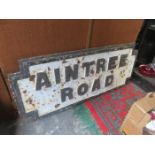 VICTORIAN CAST IRON LIVERPOOL STREET SIGN-AINTREE ROAD