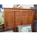 DECORATIVE CARVED FRONTED CHINESE FOUR DOOR CUPBOARD