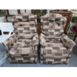 PAIR OF UPHOLSTERED ELECTRIC RECLINING ARMCHAIRS