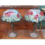 PAIR OF MODERN TIFFANY STYLE TABLE LAMPS