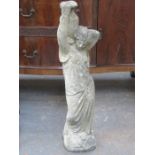 STONEWARE GARDEN ORNAMENT OF A WATER CARRIER,