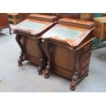 PAIR OF REPRODUCTION LEATHER TIPPED MAHOGANY DAVENPORT WRITING BUREAUS,