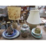 SUNDRY CERAMICS INCLUDING TABLE LAMPS,