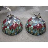 PAIR OF TIFFANY STYLE CEILING LIGHT SHADES,