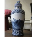 DELFT BLUE AND WHITE CERAMIC STORAGE POT WITH COVER,