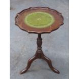 REPRODUCTION LEATHER TOPPED TRIPOD SIDE TABLE