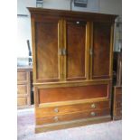 VICTORIAN MAHOGANY THREE DOOR WARDROBE FITTED WITH DRAWERS BELOW