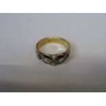 15ct GOLD ENAMELLED AND PEARL SET MEMORIAL RING