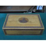 CARVED FRONTED TREEN STORAGE BOX