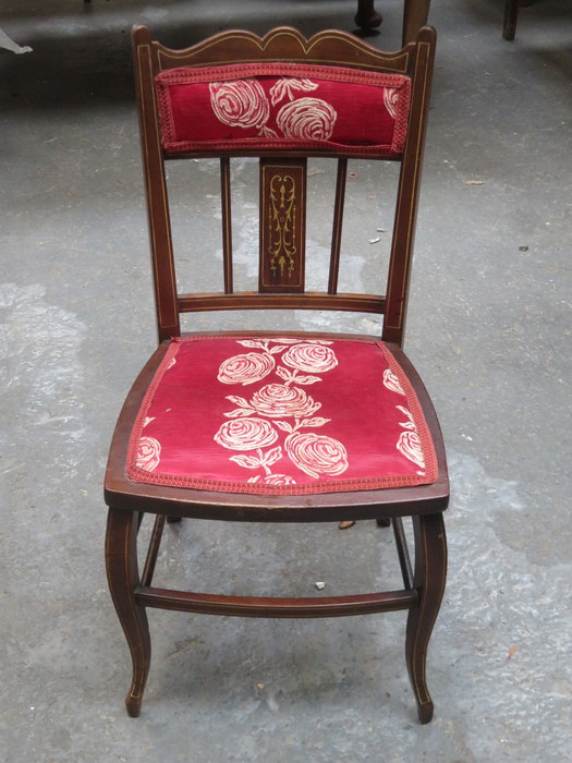 EDWARDIAN INLAID MAHOGANY BEDROOM CHAIR