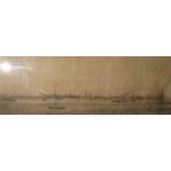 FRAMED MONOCHROME ENGRAVING PANORAMIC VIEW OF LIVERPOOL FROM THE MERSEY, DATED 1853,