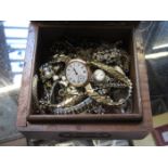 PARCEL OF VARIOUS COSTUME JEWELLERY, WATCHES, ETC, AND ALSO GOLD WALTHAM WRISTWATCH,