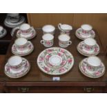 FLORAL AND GILDED ROYAL WORCESTER ROYAL GARDEN TEA SET