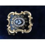 14ct GOLD ENAMELLED AND PEARL SET MEMORIAL BROOCH,