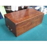 VICTORIAN MAHOGANY CASED WRITING SLOPE WITH QUILL DRAWER