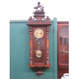 LARGE MAHOGANY CASED VIENNA STYLE WALL CLOCK