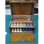 WOODEN CASED CHESS SET