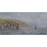 HAMILTON SLOAN FRAMED WATERCOLOUR DEPICTING A COASTAL SCENE,