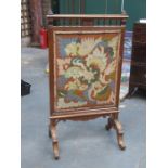 VICTORIAN MAHOGANY FRAMED AND TAPESTRY FIRESCREEN