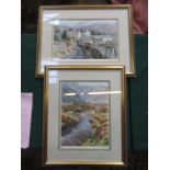 JUDY BOYES, TWO LIMITED EDITION PENCIL SIGNED PRINTS- CROSSING THE STREAM AND TOWN HEAD,