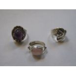 THREE VARIOUS SILVER DRESS RINGS