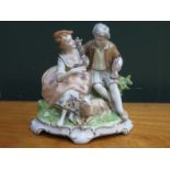 CONTINENTAL STYLE HANDPAINTED CERAMIC FIGURE GROUP