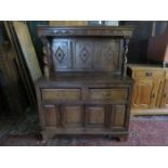 19th CENTURY CARVED OAK SIDEBOARD WITH BARLEY TWIST DECORATION