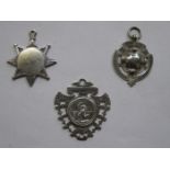 THREE HALLMARKED SILVER WATCH FOBS