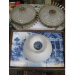 MIXED LOT INCLUDING ASHETTE, TILED TRAY, CEILING LIGHTS AND PLACE MATS, ETC.