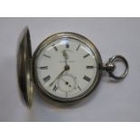 HALLMARKED SILVER FULL HUNTER "FORREST" POCKET WATCH WITH ENAMELLED DIAL