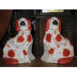 PAIR OF STAFFORDSHIRE SPANIELS,