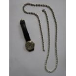 9ct GOLD THOMAS RUSSELL WRISTWATCH AND COSTUME NECKLACE