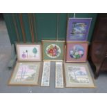 PARCEL OF FRAMED EMBROIDERIES