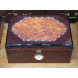 GOOD QUALITY INLAID ROSEWOOD COLOURED AND BIRDS EYE MAPLE HUMIDOR