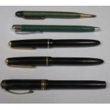 TWO VINTAGE PARKER SLIM FOLD FOUNTAIN PENS, CONWAY STEWART NUMBER 388 FOUNTAIN PEN,