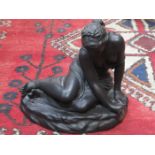 WEDGWOOD BLACK BASALT RECLINING FIGURE- NYMPH AT WELL, DATED 1860 (AT FAULT), APPROXIMATELY 31.