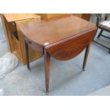 ANTIQUE MAHOGANY STRING INLAID DROP LEAF PEMBROKE TABLE FITTED WITH SINGLE DRAWER