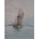 FRAMED WATERCOLOUR DEPICTING SAILING SHIPS AT SEA, SIGNED ALBERT,