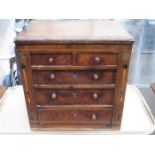 ANTIQUE ROSEWOOD AND MAHOGANY INLAID APPRENTICE CHEST OF DRAWERS