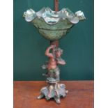 COLD PAINTED BRONZE STYLE AND BOTTLE GREEN COLOURED TAZZA DEPICTING NEPTUNE/POSEIDON,