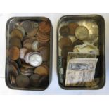 TWO TINS CONTAINING VARIOUS COINAGE
