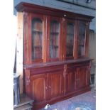 GOOD QUALITY REPRODUCTION MAHOGANY FOUR DOOR GLAZED BOOKCASE