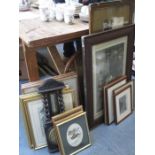 MIXED LOT OF PICTURES, PRINTS, OVAL WALL MIRROR,