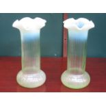 PAIR OF VICTORIAN VASELINE GLASS VASES,