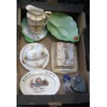 SUNDRY LOT INCLUDING VICTORIAN BABY PLATE, CARLTON WARE AND CROWN DEVON, ETC.