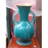 LARGE TWO HANDLED POTTERY VASE BY LINTHORPE, FOR RESTORATION,